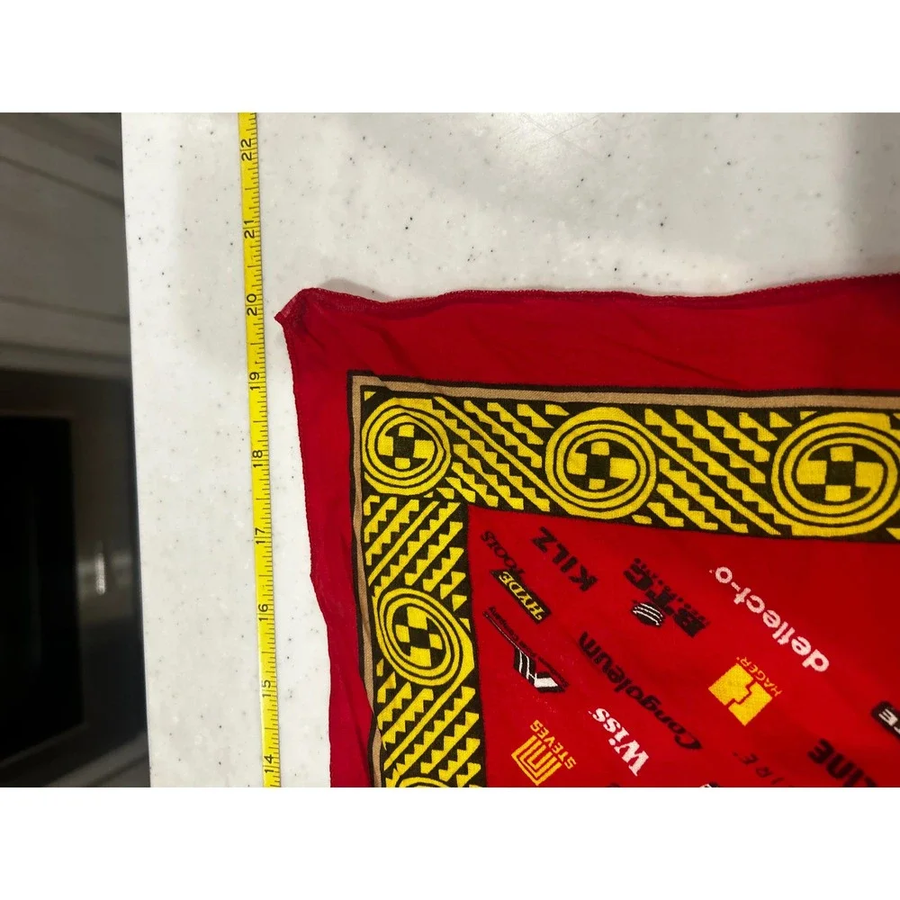 Vintage McCoy's Building Supply Western Cowboy Bronco Logo Bandana Red 21x21